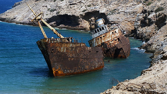 ship wreck, amorgos, greek island, sea, holiday, greece, rocks