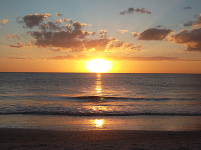 solnedgång, stranden, sommar, Ocean, ön