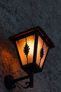 lanterne, belysning, elektrisk lanterne, væg lantern, tidligere, nat