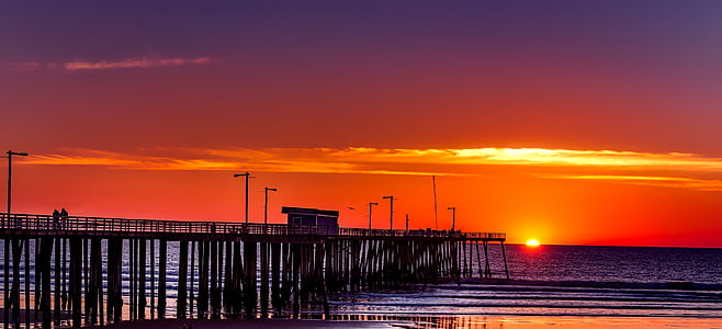 Pismo beach, California, Sky, felhők, naplemente, színes, magány