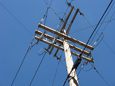 pal, cables elèctrics, energia, columna, cables