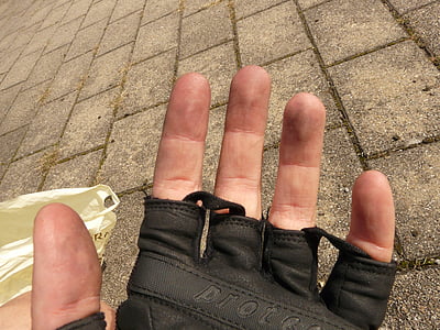 hand, finger, arbete, smutsiga, handske, Bike handskar