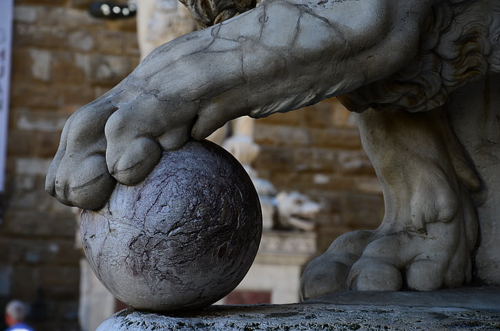 Leone, Statua, Italia, scultura, vecchio, pietra, animale