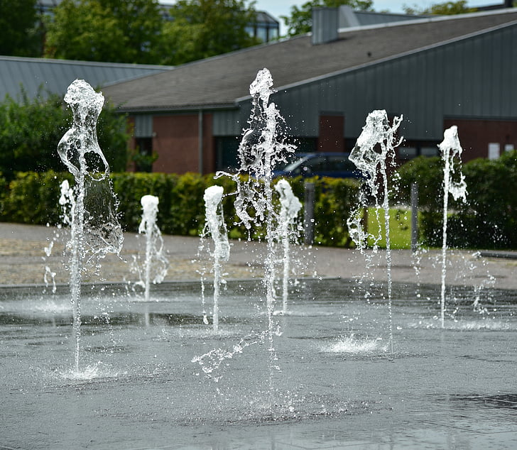 water, water feature, fountain, bubble, drop of water, drip, forecourt