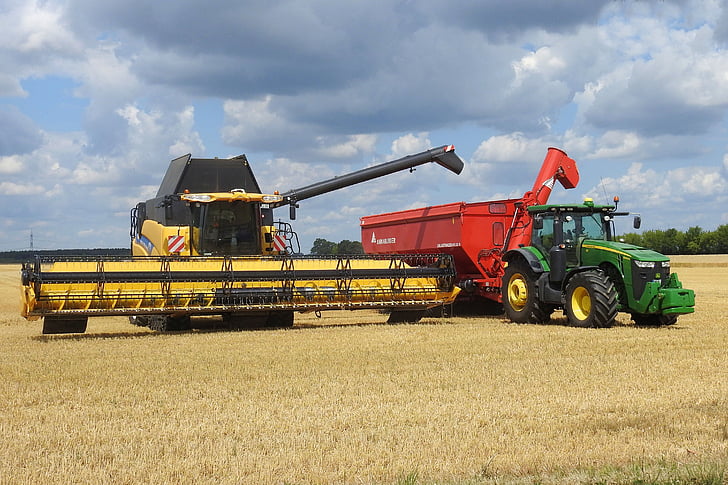 Harvester, pertanian, kendaraan, mesin pertanian, panen biji, traktor, traktor pertanian