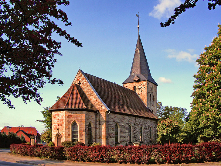 Velpke, Германия, Церковь, здание, Архитектура, небо, облака