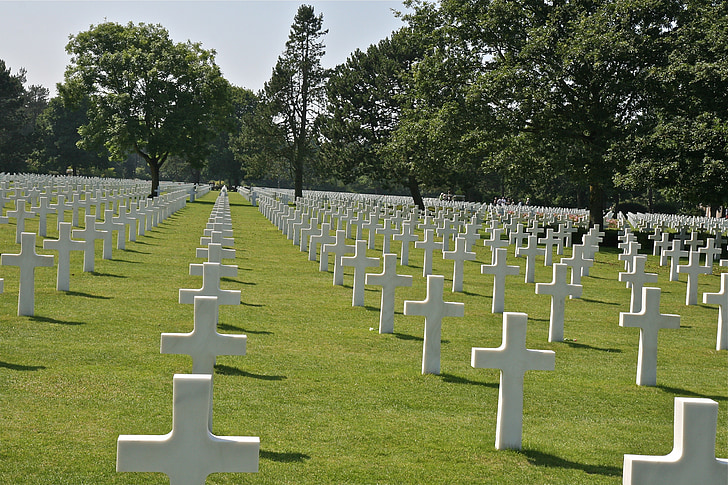 Франция, гробище, Нормандия, Американски, кръст