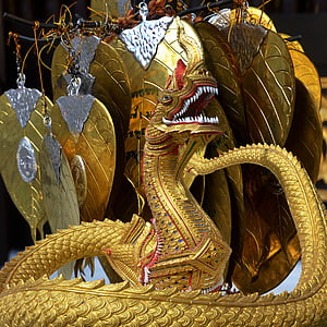 Dragon, lämnar, guld, andliga, Leaf, dekoration, design