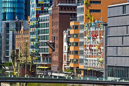 Architektura, związane z biznesem, Düsseldorf, budynek, Port, nowoczesne, Miasto