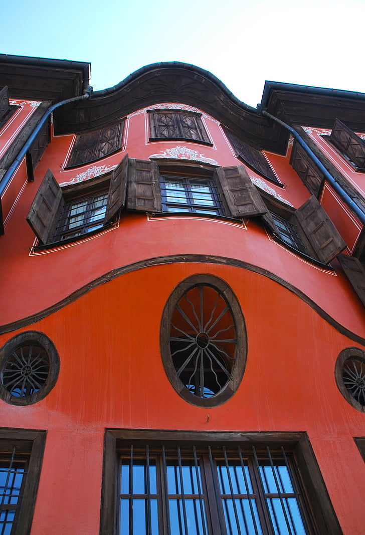 Plovdiv, Stari, zgrada, kuća, Muzej, Crveni, narančasta