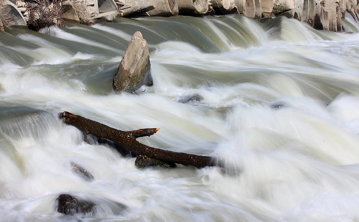 river, water, fast, flow, white