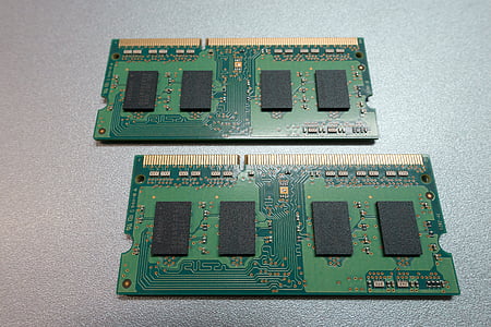 circuito stampato, memoria, verde, fondo, argento, computer portatile, componente