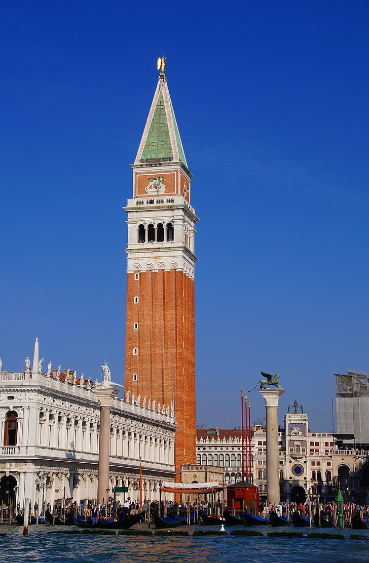 Plac św., Piazzetta san marco, Włochy, Wenecja, Pałac Dożów, Markus löwe, San-todaro statua