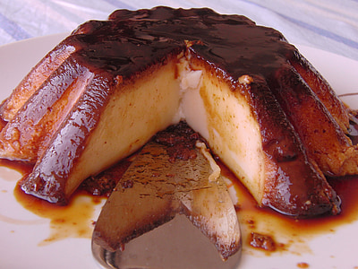 Флан, десерт, сладкий, торт, коричневый