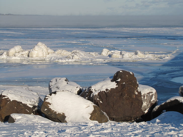 ľad, Lake superior, Duluth, zimné, Nord, za studena