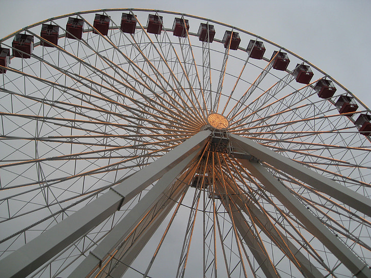 ferris wheel, chicago, amusement park, high, amusement, ride, entertainment