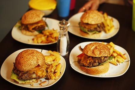hamburger, food, gourmet, french fries, beef, grilled, fast