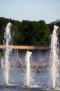 fontanas, vandens srautas, vandens, Pramogos ant vandens, baseinas, plaukimo baseinas lauke, šilumos