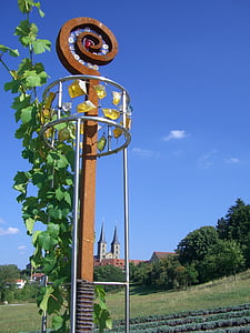 tongkat gembala, patung jalur penciptaan, St michael bamberg, seni, anggur, langit biru, Frisch