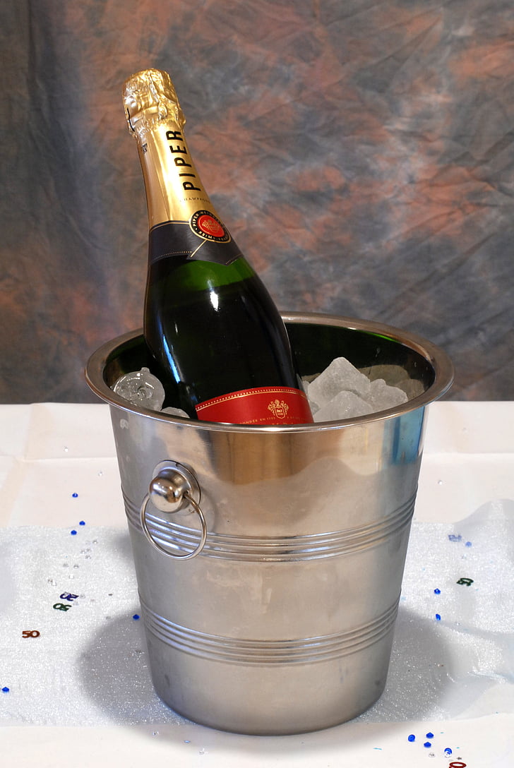 champagne, bottle, ice, celebrate, anniversary, celebration, drink