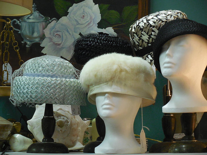 Manekýn, klobouky, móda, styl, Žena, návrh, fiktivní