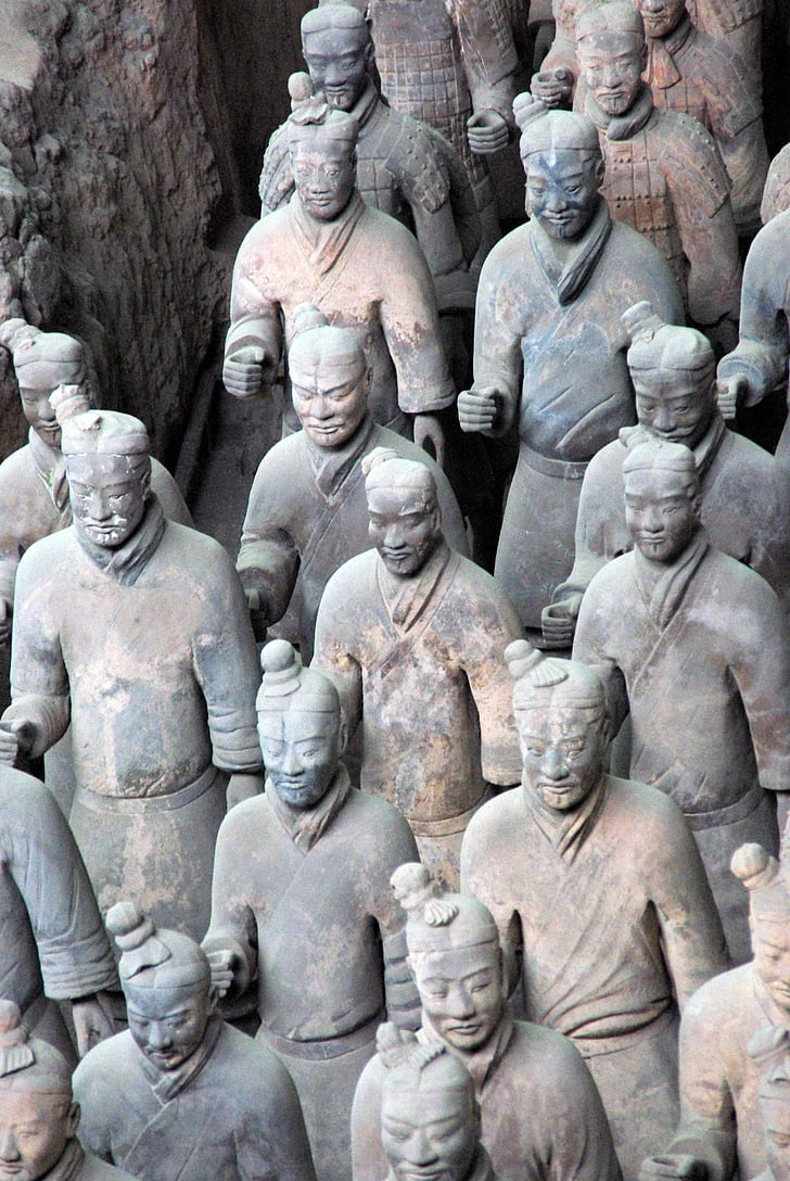 Kina, Xian, soldat, hær, terracotta, antik, terracotta army