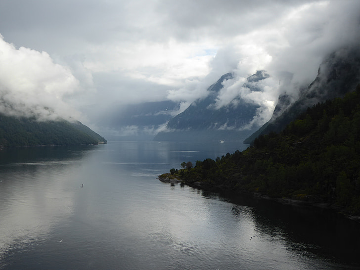 Fjord, Norwegia, air, alam, Skandinavia, pemandangan, Kapal Wisata