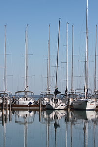Balatonsjøen, seiling, seilbåt, skipet, glatt vannflaten, Yacht, port