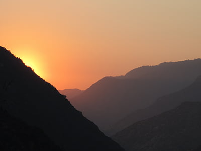 posta de sol, muntanyes, Vall, Califòrnia, canó de Reis, natura, veure