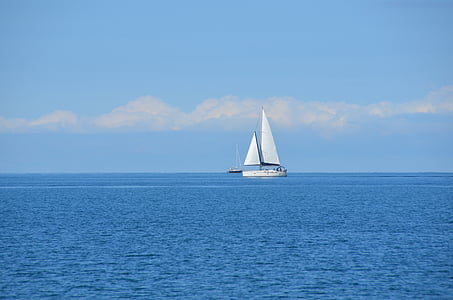 ocean, sailboat, sailing, sky, blue, marine, water
