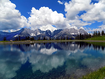 branch lake, wilderkaiser, mountains, lake, alpine, hike, summit