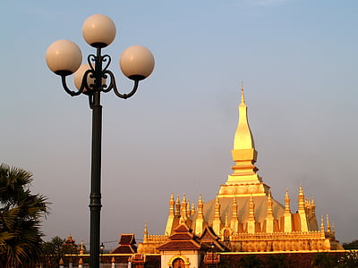 Golden pagoda, Pagoda, Wat pha-že luang, Vientiane, Laos, pamiatka, budhizmus