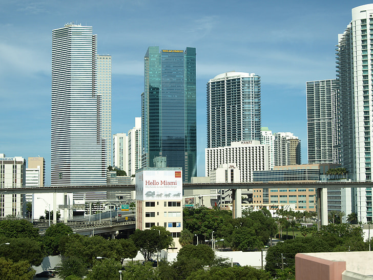 Miami, ASV, Florida, ēka, siluets, Debesskrāpis, pilsētās