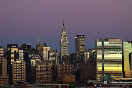 Skyline, mesto, Manhattan, nové, York, Chrysler, budova