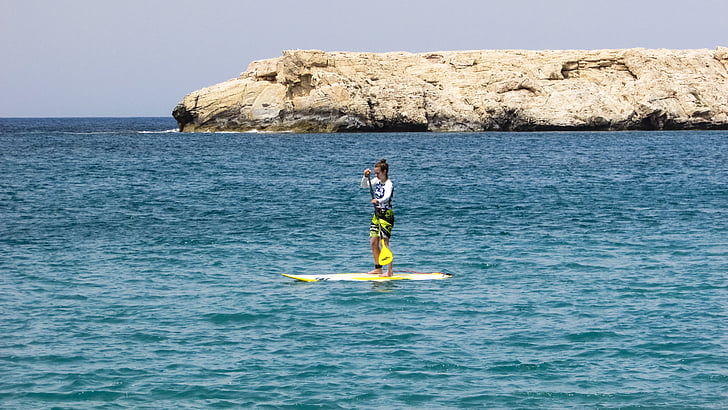 Cypern, Akamas, nationalparken, Flicka, paddling, turism, Vacations