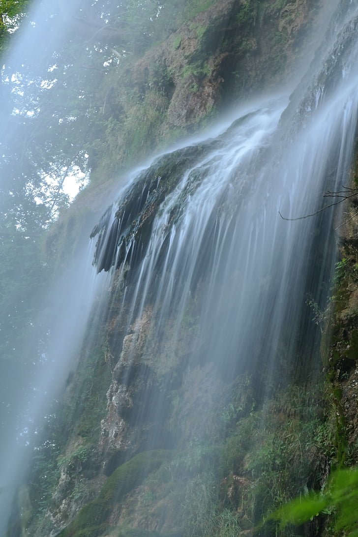 waterval, Urach waterval, lange blootstelling, water sluier, water, Schwäbische alb, Urach