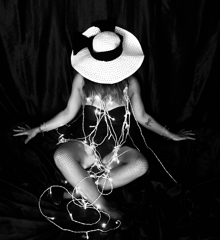 sensual, woman, hat, legs, black and white, beauty, sensuality