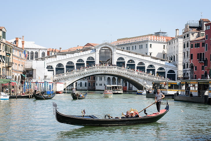 Wenecja, canale grande, Włochy, gondole, wakacje, Rialto, Wenecja - Włochy