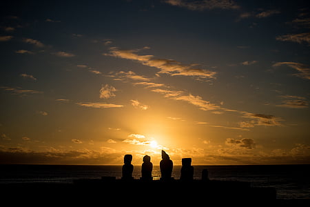 île de Pâques, Chili, statues, ancêtres, AHU tahai, vacances, mer