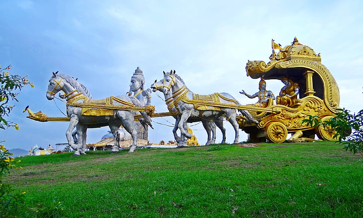 Murudeshwar, Arabiska havet, Karnataka, Gopuram, Konkan, kapidhwaj, Krishna arjuna chariot