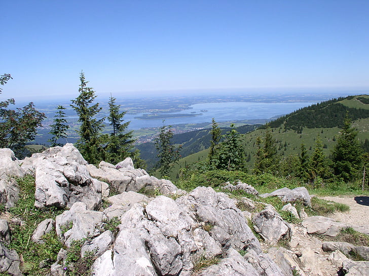 chiemsee, kampenwand, view, mountain, bavaria, aschau, summer