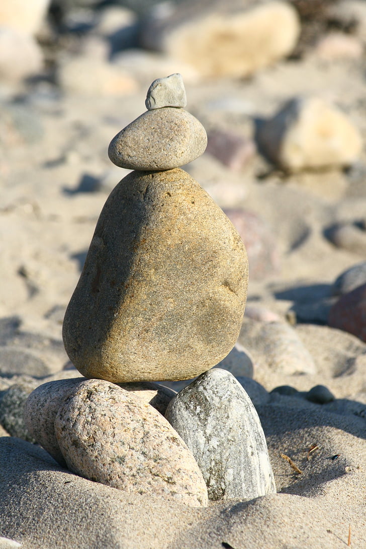 paplūdimys, akmenys, žaisti, įdomus, skulptūra, smėlio, pakrantė