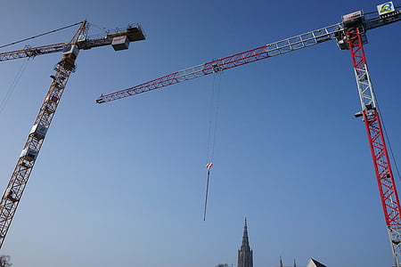 Baukran, Crane, construire, site, Sky, travaux de construction, grue à flèche treillis
