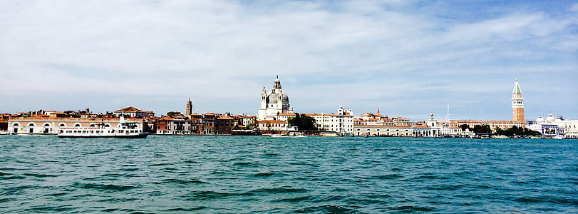 kanalen, byen, kysten, skyline, Venezia, vann, arkitektur