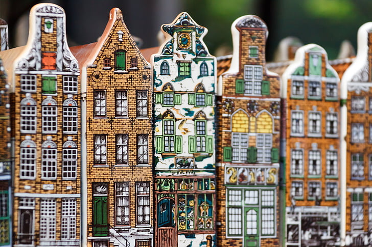 Amsterdam, arkitektur, tegel, byggnad, staden, Nederländska, Holland