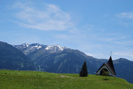 kerk, Alpen, berg, klimmen, de aard van de, mooie