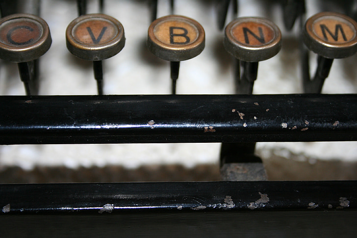 írógép, régi, retro, gombok
