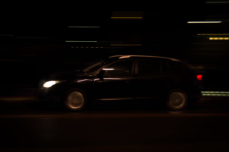 Nhiếp ảnh, màu đen, xe hơi, Ban đêm, đèn chiếu sáng, phong trào, đêm