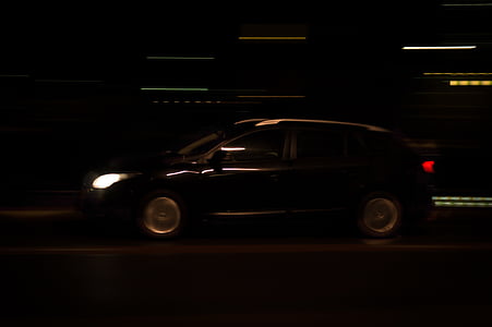 fotografije, črna, avto, nočna, luči, gibanje, noč