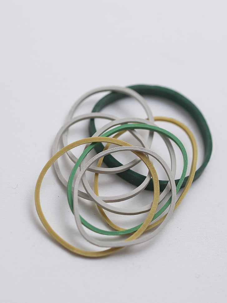 macro, élastique, jaune, vert, blanc, câble, matériel